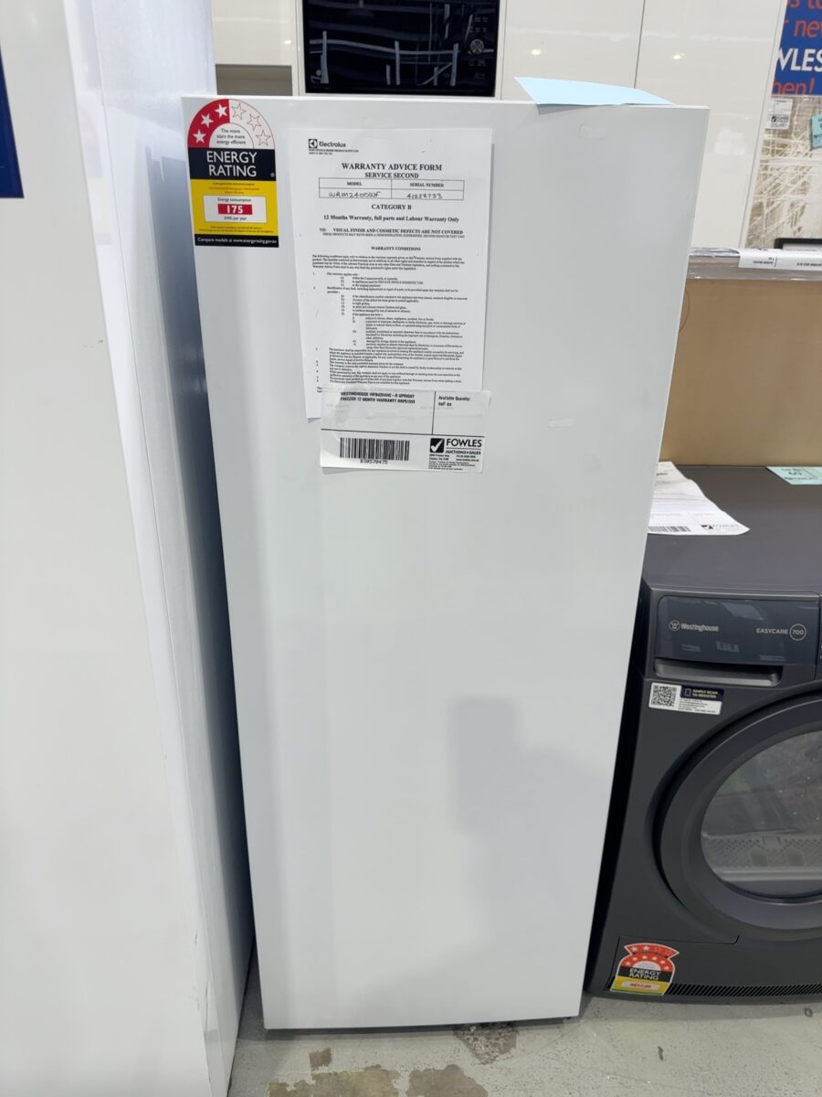 WESTINGHOUSE WFB4204WC-R UPRIGHT FREEZER 12 MONTH WARRANTY RRP$1959