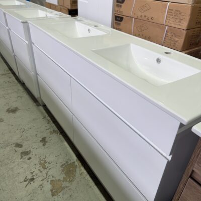 CORE 1500MM DOUBLE BOWL VANITY, MATTE WHITE, DRAWERS, WITH DOUBLE BOWL CERAMIC TOP, CORE1500WDM-CM & UV31-1500D