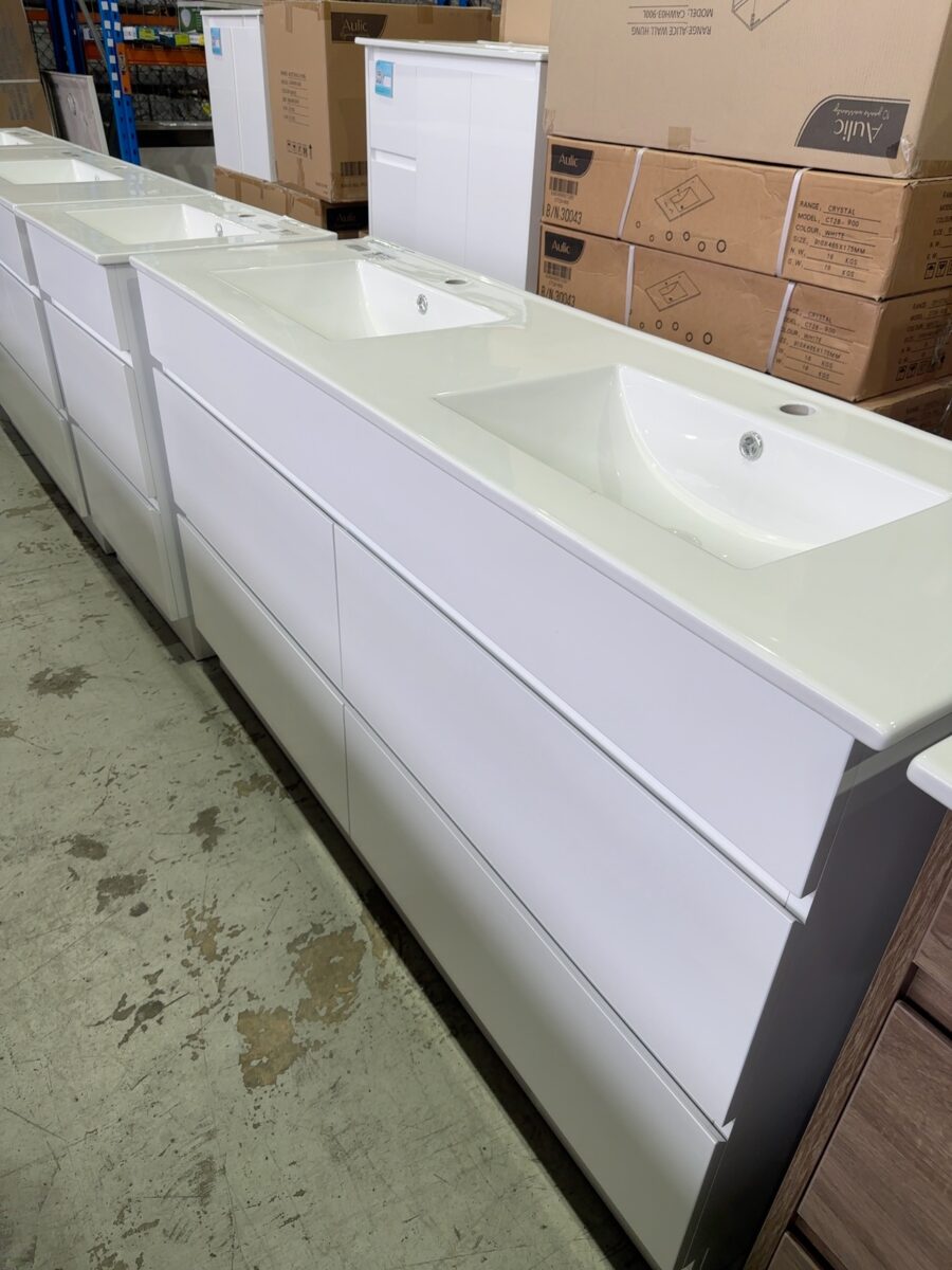 CORE 1500MM DOUBLE BOWL VANITY, MATTE WHITE, DRAWERS, WITH DOUBLE BOWL CERAMIC TOP, CORE1500WDM-CM & UV31-1500D