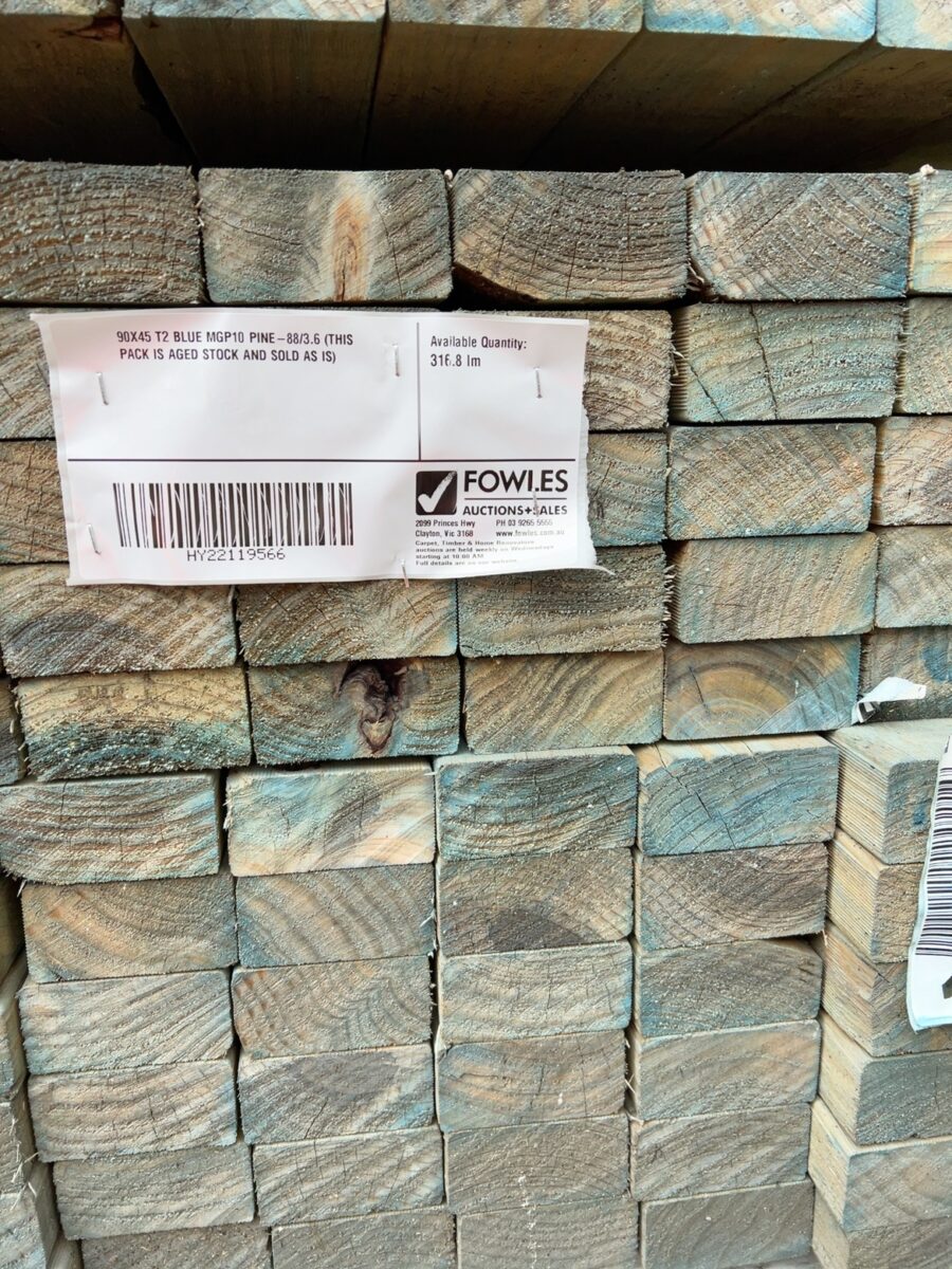 90X45 T2 BLUE MGP10 PINE-88/3.6 (THIS PACK IS AGED STOCK AND SOLD AS IS)