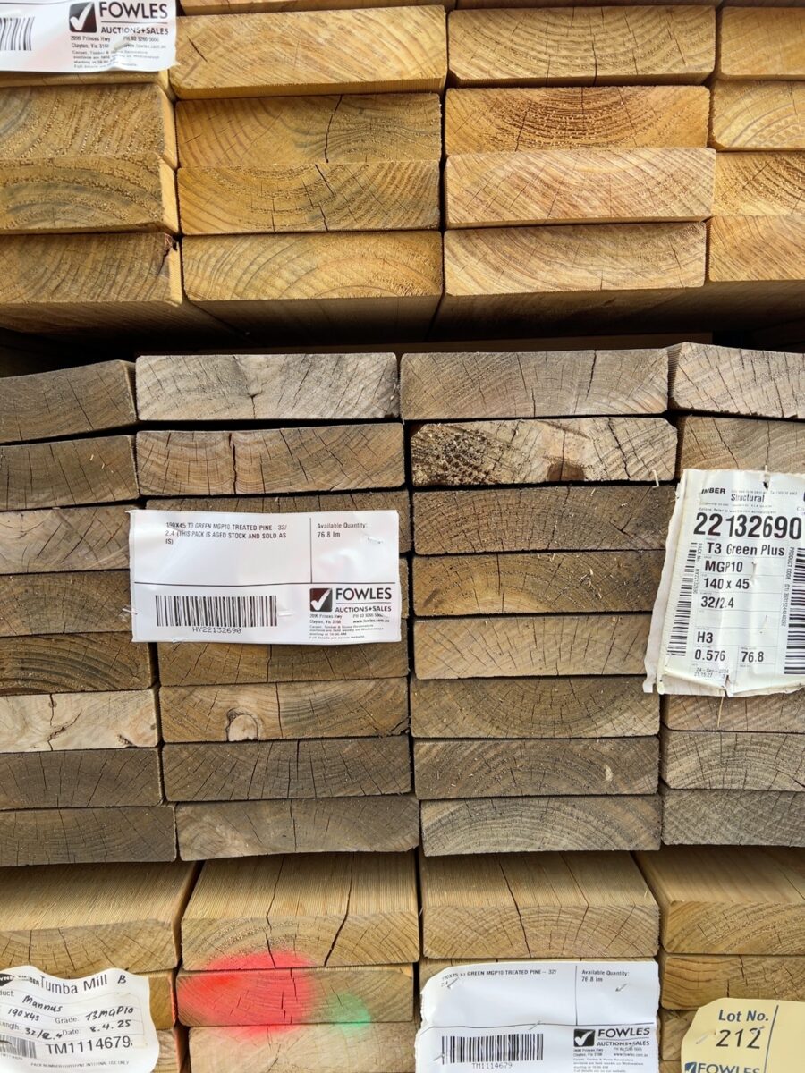 190X45 T3 GREEN MGP10 TREATED PINE-32/2.4 (THIS PACK IS AGED STOCK AND SOLD AS IS)