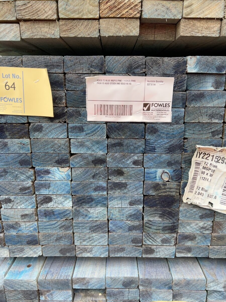 90X35 T2 BLUE MGP10 PINE-112/4.8 (THIS PACK IS AGED STOCK AND SOLD AS IS)