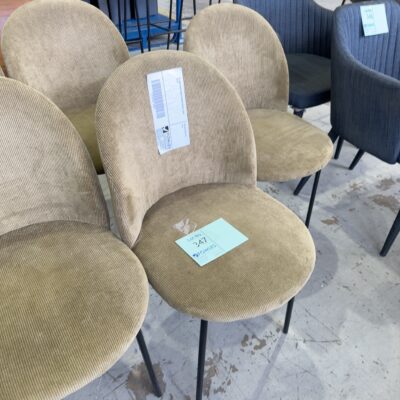 EX HIRE GREEN CORD DINING CHAIRS, SOLD AS IS