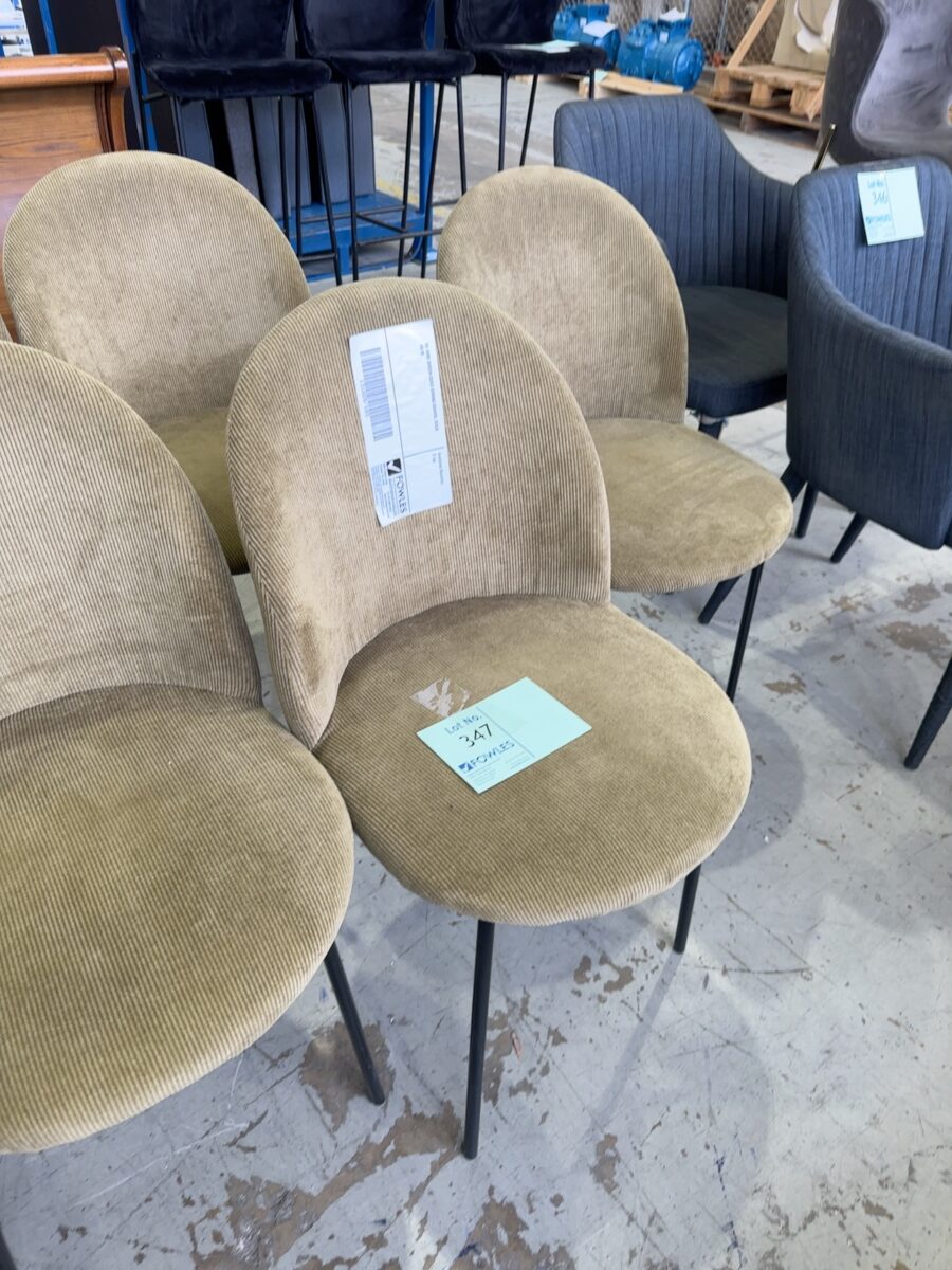 EX HIRE GREEN CORD DINING CHAIRS, SOLD AS IS