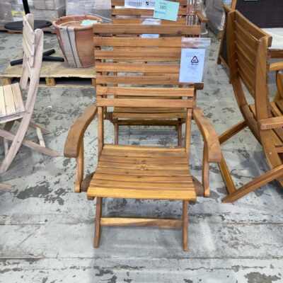 NEW ACACIA WOOD FOLDING OUTDOOR CHAIRS WITH ARMS, OILED WITH HARDWAX OIL, DURABLE WITH STURDY FRAME, SOLD AS IS