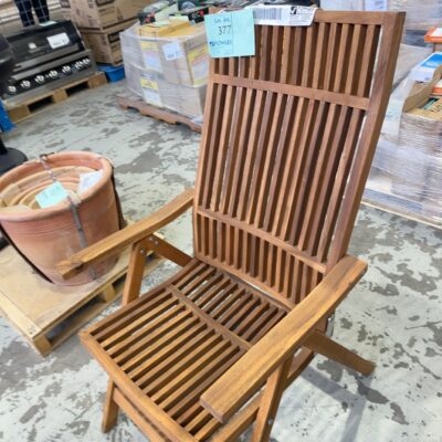 NEW ACACIA WOOD FOLDING CHAIR WITH ARMS, OILED WITH HARDWAX OIL, SOLD AS IS