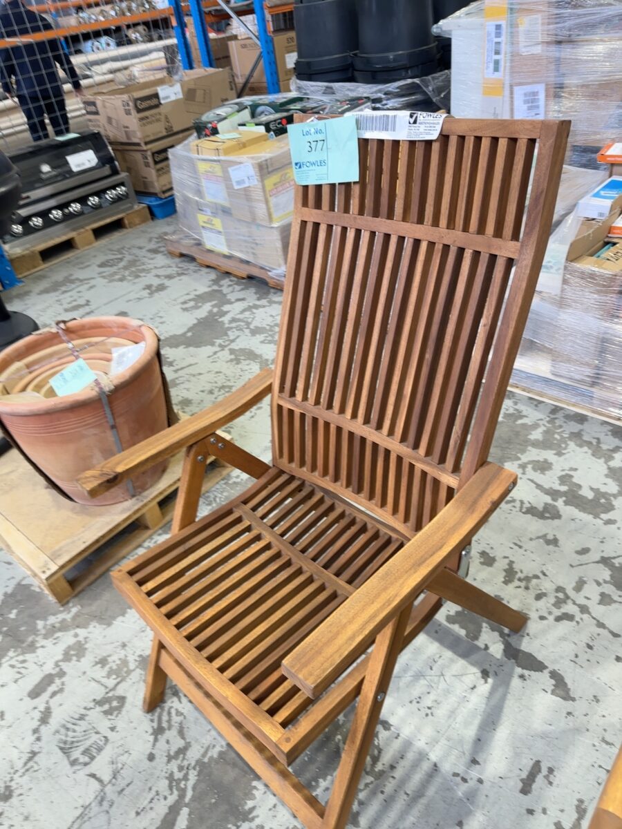NEW ACACIA WOOD FOLDING CHAIR WITH ARMS, OILED WITH HARDWAX OIL, SOLD AS IS