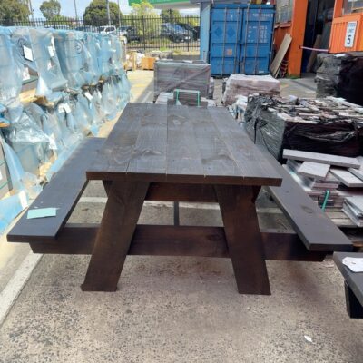 NEW 1500MM X 900MM PICNIC TABLE, PINE STAINED JAPAN BLACK