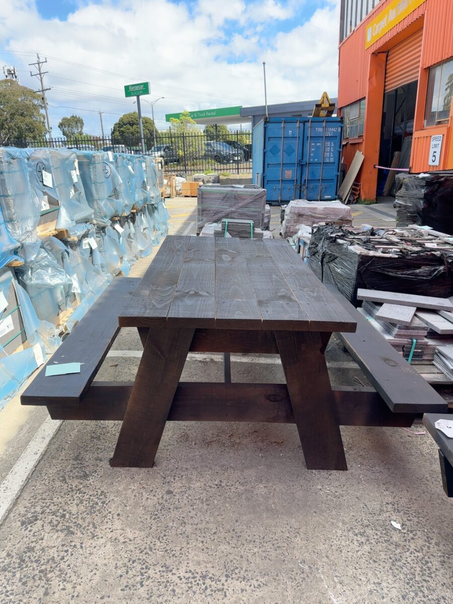NEW 1500MM X 900MM PICNIC TABLE, PINE STAINED JAPAN BLACK
