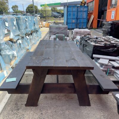 NEW 1500MM X 900MM PICNIC TABLE, PINE STAINED JAPAN BLACK
