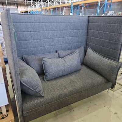 EX HIRE EVENT DARK GREY FELT PRIVACY COUCH, SOLD AS IS