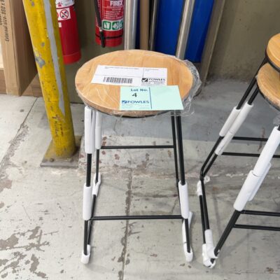 NEW BLACK FRAMED BAR STOOL WITH TIMBER SEAT