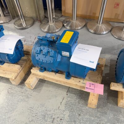 Under instructions from Insurance Company - Sold as-is with no warranties. 2 x Frascold S15-10TK HD CO₂ Semi-Hermetic Compressors (One Heavily Damaged – For Spares Only). Offered as a single lot, designed for use in subcritical CO₂ refrigeration systems). Units were imported new but damaged in transit. Ideal for refrigeration contractors, system installers, or resellers familiar with CO₂-based systems.