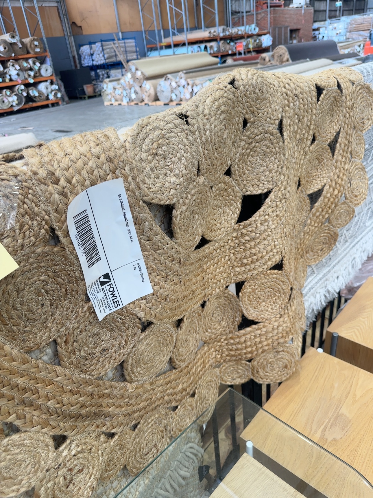 EX STAGING, ROUND RUG, SOLD AS IS