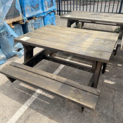 NEW OUTDOOR PINE PICNIC TABLE 1500MM, STAINED JAPAN BLACK