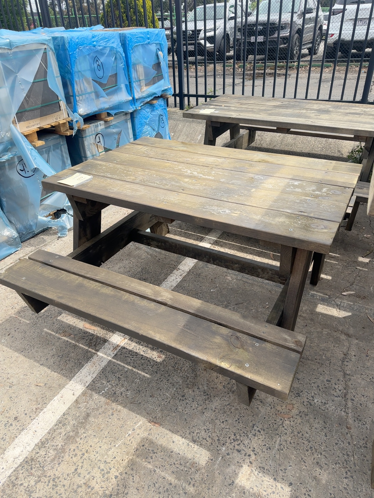 NEW OUTDOOR PINE PICNIC TABLE 1500MM, STAINED JAPAN BLACK