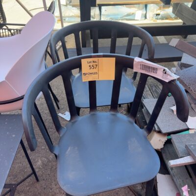 EX STAGING - PAIR OF BLACK OUTDOOR CHAIRS SOLD AS IS