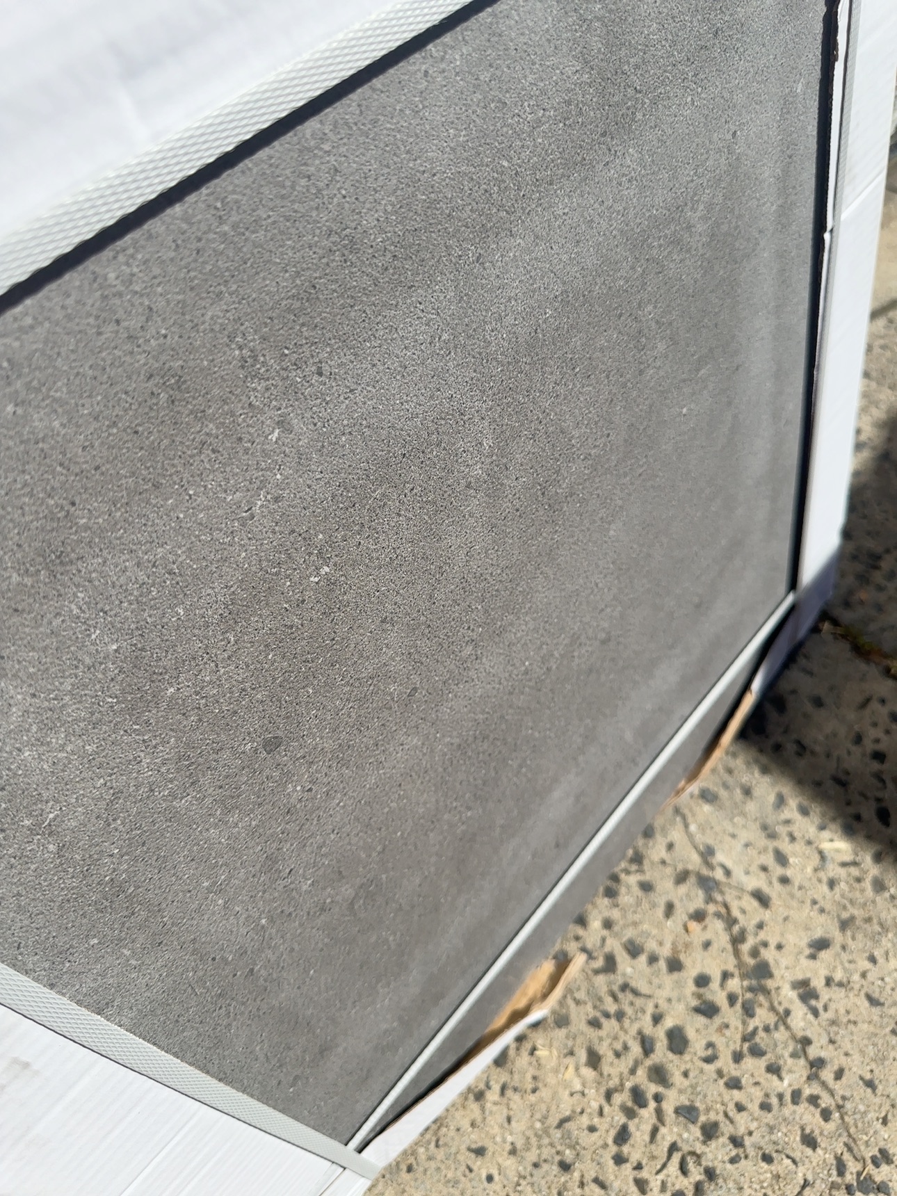 PALLET OF GREY CONCRETE LOOK PORCELAIN PAVERS, 600MM X 600MM X 20MM, ANTI SLIP FINISH, NON-POROUS, STAIN RESISTANT, (40CTNS - 2 PER BOX)