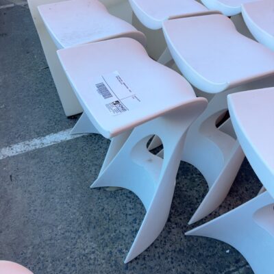 EX EVENT HIRE - KONCORD STOOL - WHITE ACRYLIC, SOLD AS IS