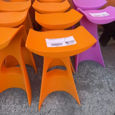 EX EVENT HIRE - KONCORD STOOL - ORANGE ACRYLIC, SOLD AS IS
