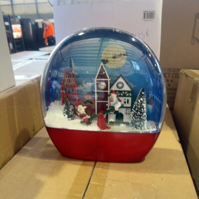 XMAS DECORATION - MODERN XMAS SNOW GLOBE WITH LIGHT & MUSIC, INCLUDES USB CORD