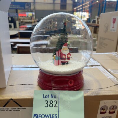 XMAS DECORATION - SANTA SNOW GLOBE WITH LIGHTS, BATTERY POWERED