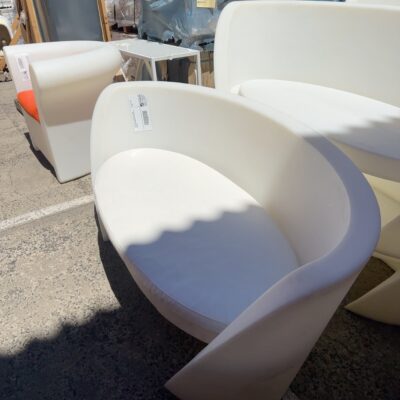 EX EVENT HIRE - RAP ACRYLIC OUTDOOR COUCH WITH CUSHION, COUCH CAN LIGHT UP, SOLD AS IS