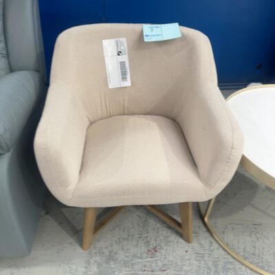EX HIRE CREAM ARM CHAIR, SOLD AS IS