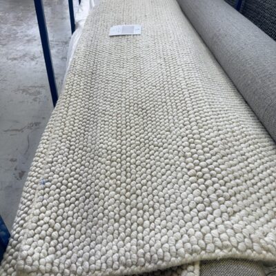 EX DISPLAY WOOL LOOP RUG, HAND WOVEN, IVORY, 200CM X 290CM, RRP99
