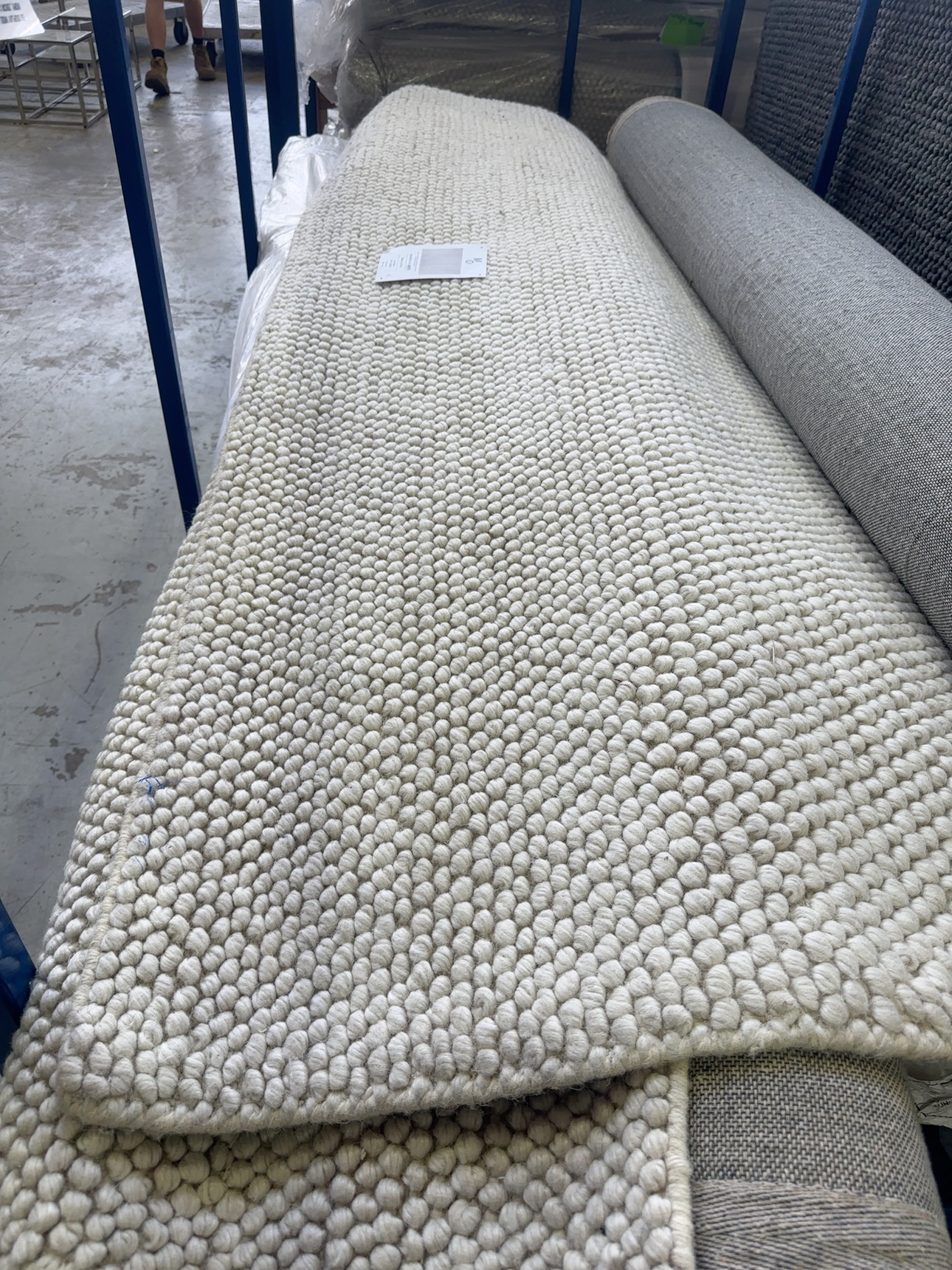 EX DISPLAY WOOL LOOP RUG, HAND WOVEN, IVORY, 200CM X 290CM, RRP$1499