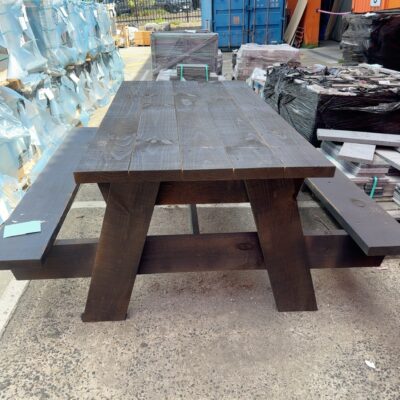 NEW 1500MM X 900MM PICNIC TABLE, PINE STAINED JAPAN BLACK