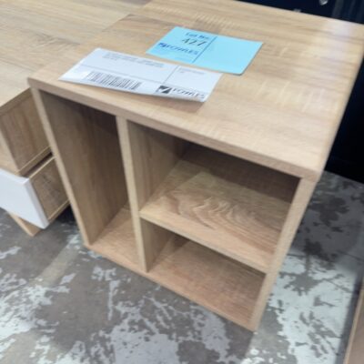 EX DISPLAY FURNITURE - ENCORE CURVED OAK VENEER OPEN SIDE TABLE 400MM WITH SOLD AS IS