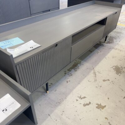 EX DISPLAY BREMER GREY WOOD 1800MM ENTERTAINMENT UNIT, SOLD AS IS