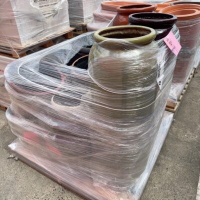 PALLET OF ASSORTED GARDEN PLANT POTS SOLD AS IS #2