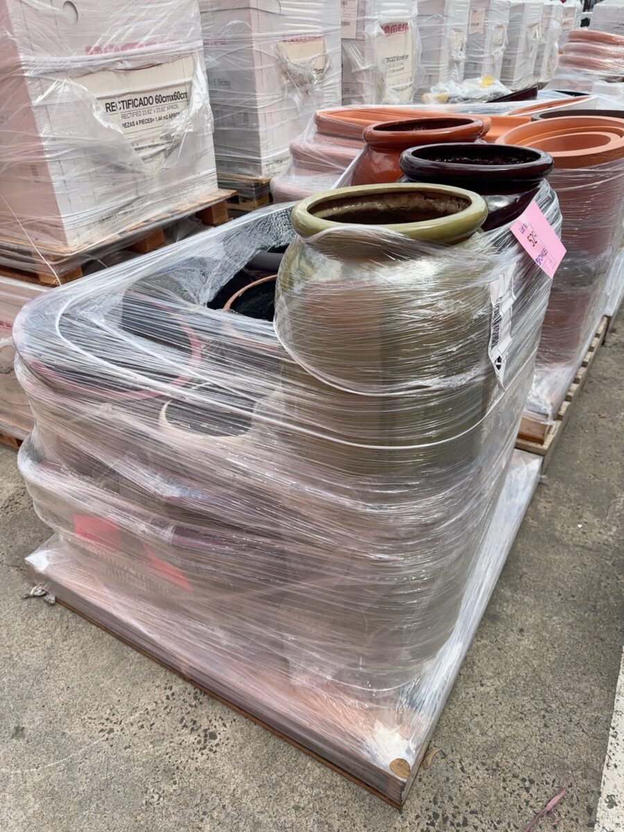 PALLET OF ASSORTED GARDEN PLANT POTS SOLD AS IS #2