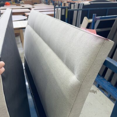 SAMPLE - NEW KENNEDY KING SIZE HEADBOARD ONLY, OATMEAL, SOLD AS IS