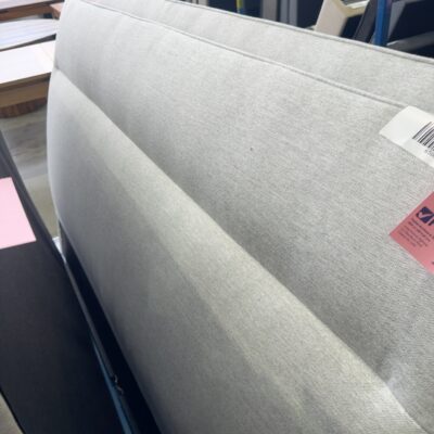 SAMPLE - NEW KENNEDY KING SIZE HEADBOARD ONLY, OATMEAL, SOLD AS IS