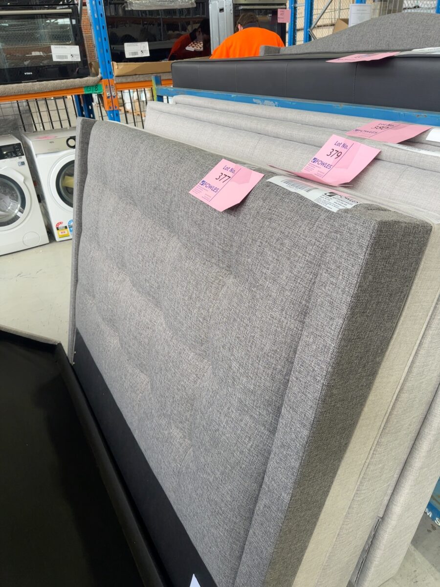 SAMPLE - BROWN/GREY QUEEN SIZE BEDHEAD ONLY, SOLD AS IS