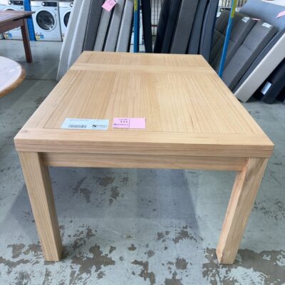EX DISPLAY KALLISTA EXTENSION DINING TABLE 1050MM TO 1550MM, MESSMATE TIMBER, SOLD AS IS