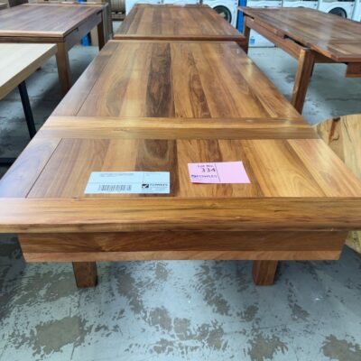 EX DISPLAY KALLISTA EXTENSION DINING TABLE 1550MM TO 2550MM, BLACKWOOD TIMBER, SOLD AS IS