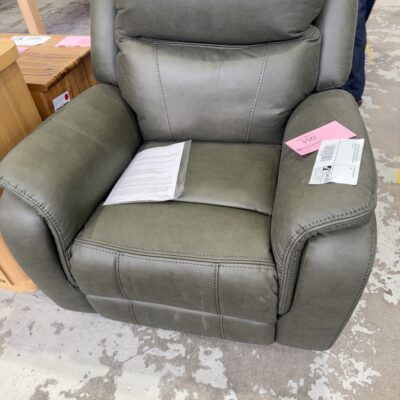 EX DISPLAY MASON SOFA ARMCHAIR, MOSS FABRIC, POWER RECLINER, POWER HEAD REST SOLD AS IS
