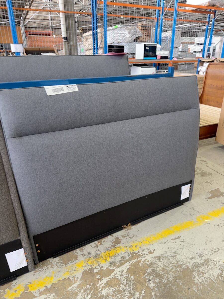 SAMPLE - NEW KENNEDY QUEEN SIZE HEADBOARD ONLY, SLATE, SOLD AS IS