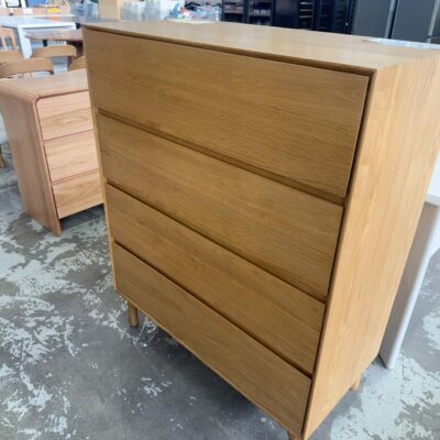 EX DISPLAY EVANS OAK TALLBOY, SOLD AS IS
