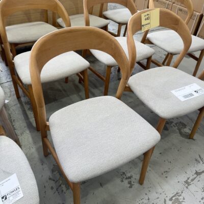 EX DISPLAY TEMPO NATURAL OAK DINING CHAIR WITH FABRIC SEAT, SOLD AS IS