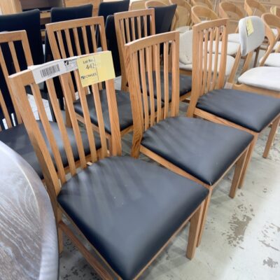 SAMPLE FURNITURE - OSLO BLACK PU DINING CHAIR, WITH TIMBER SLAT BACK, SOLD AS IS