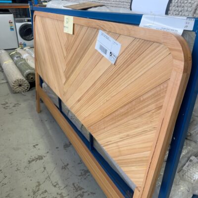 EX DISPLAY EVA KING BEDHEAD ONLY, MESSMATE TIMBER, HERRINGBONE, SOLD AS IS
