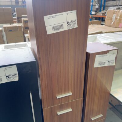 EX DISPLAY BATHROOM TALLBOY, TALL OAK LAMINATE, SOLD AS IS