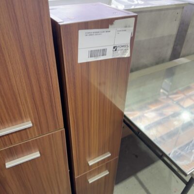 EX DISPLAY BATHROOM TALLBOY, MEDIUM OAK LAMINATE, SOLD AS IS