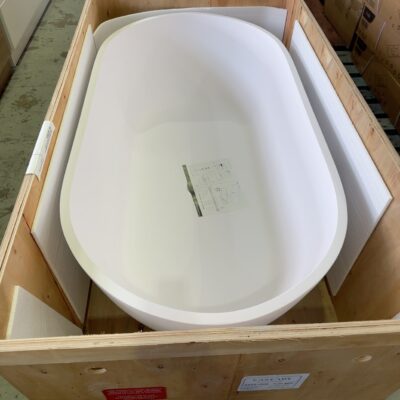 NEW KASKADE STONE AVEO 1500MM OVAL FREESTANDING BATH, MATTE WHITE, RS12-1500 RRP99