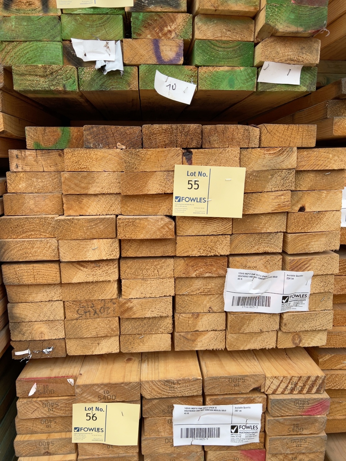 120X45 MGP12 PINE 65/3.6 (PACK IS WEATHERED AND MAY CONTAIN MOULD) SOLD AS IS